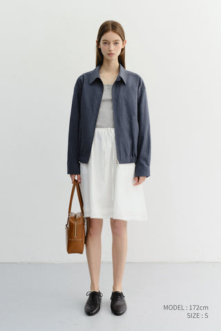 UNISEX COLLARED LIGHT BLOUSON JACKET SMOKY NAVY