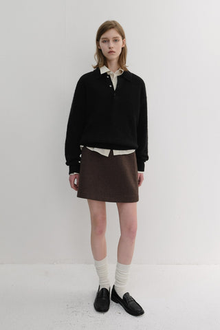 UNISEX HAIRY COLLARED SWEATER BLACK