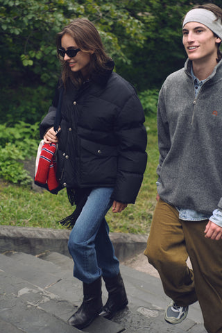 UNISEX COLLARED GOOSE DOWN JACKET BLACK