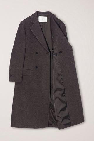 UNISEX LOOSE DOUBLE-BREASTED COAT BROWN MELANGE