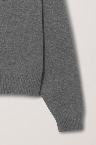 UNISEX SOFT VOLUME V-NECK SWEATER MELANGE GREY