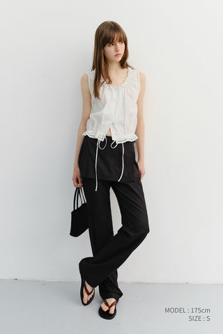 SKIRT LAYERED SLIM PANTS BLACK