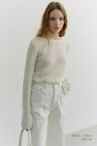2-WAY SHIRRING KNIT TOP IVORY