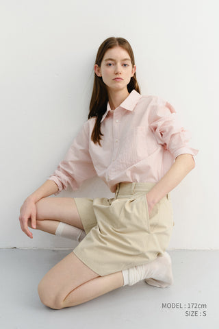 UNISEX SUMMER BREEZE STRIPED OVERSHIRT SOFT PINK