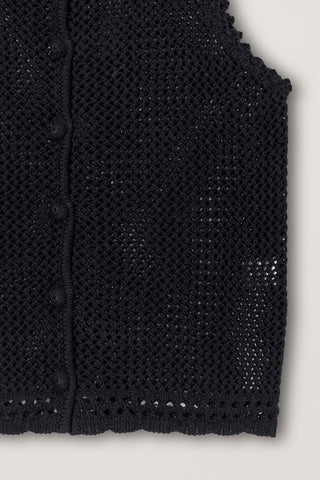 CROCHET BUSTIER KNIT TOP BLACK