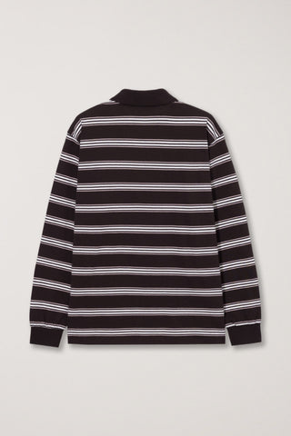 UNISEX MULTI STRIPE COLLARED T-SHIRT BROWN STRIPE