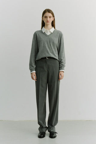 UNISEX SOFT V-NECK SWEATER MELANGE GREY