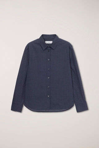 ESSENTIAL SLIM CHECKED SHIRT BLUE NAVY