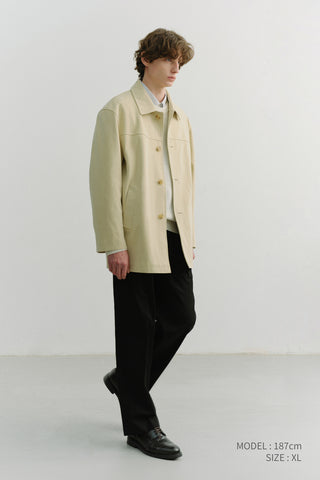UNISEX ALTER-SUEDE HALF JACKET CREAM BEIGE