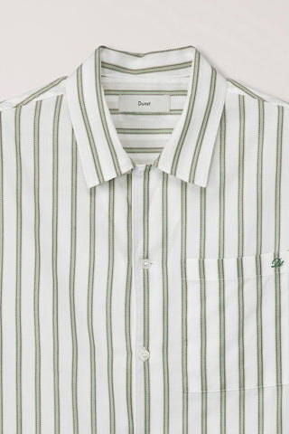 CROPPED OPEN COLLARED STRIPED SHIRT GREEN STRIPE
