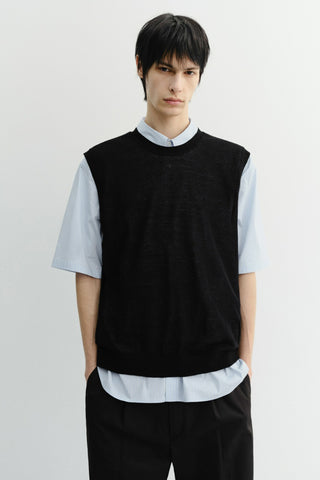 UNISEX SHEER LAYERING KNIT VEST BLACK