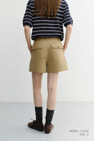 COTTON SAFARI SHORTS KHAKI BEIGE