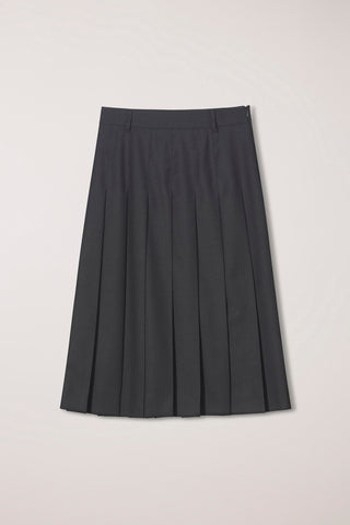 PLEATS LONG SKIRT CHARCOAL GREY