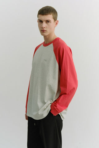 UNISEX RAGLAN T-SHIRT RED OATMEAL MELANGE
