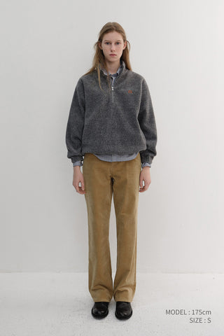 UNISEX HALF ZIP-UP FLEECE SWEATSHIRT MELANGE GREY