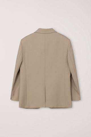 UNISEX REFINED MASCULINE WOOL BLAZER CARAMEL BEIGE
