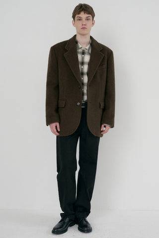 UNISEX ALPACA BLAZER COAT BROWN