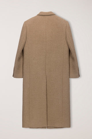 UNISEX 2-WAY 3 BUTTON BOUCLE WOOL COAT CAMEL
