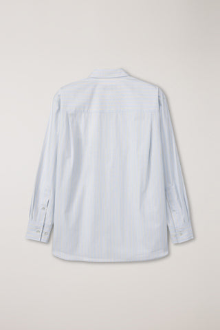 UNISEX OVERSIZED STRIPED SHIRT MISTY BLUE STRIPE