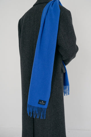 FRINGED CASHMERE MUFFLER KOVALT BLUE
