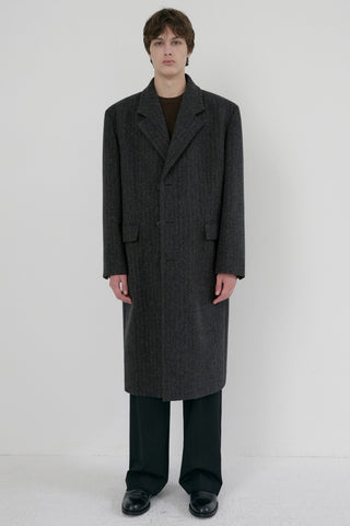 UNISEX BOXY TAILORED COAT GREY HERRINGBONE