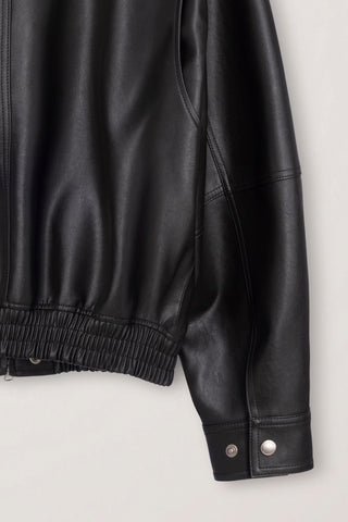 UNISEX CROPPED ALTER-LEATHER BLOUSON GREYISH KHAKI