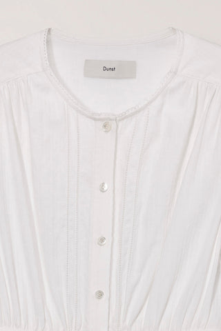 MAXI SHIRRING HALF SLEEVE DRESS IVORY