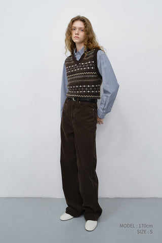 90S WIDE CORDUROY JEANS BROWN
