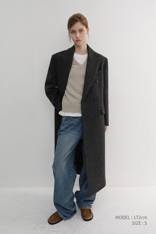 UNISEX SOFT VOLUME V-NECK SWEATER LIGHT PEBBLE