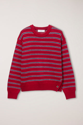 UNISEX STRIPED CHUNKY SWEATER RED