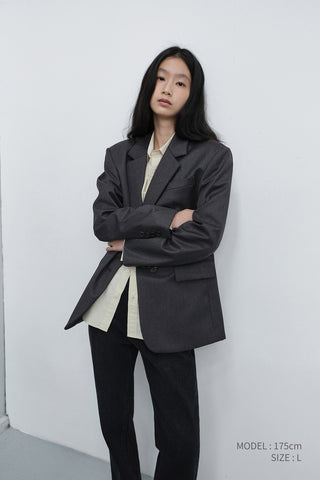 ESSENTIAL 2 BUTTON WOOL BLAZER MELANGE GREY