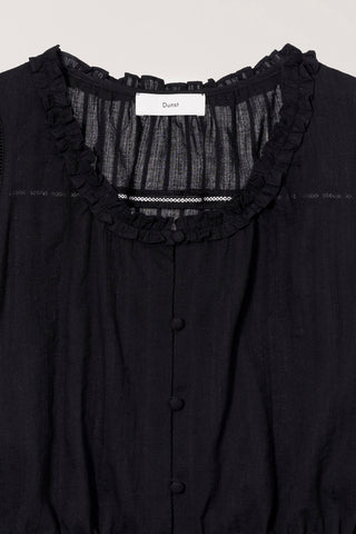 FRILL SLEEVELESS BLOUSE BLACK