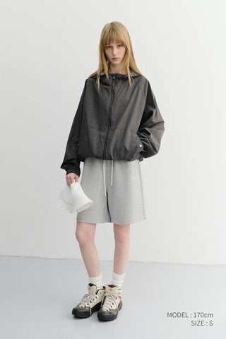 UNISEX LOGO SWEAT SHORTS MELANGE GREY