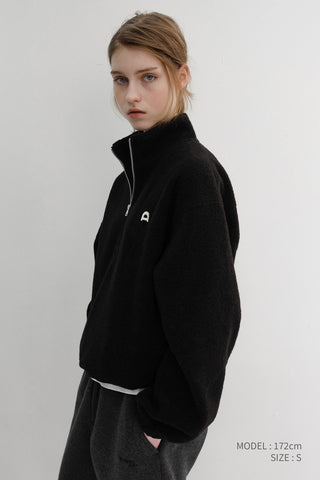 UNISEX HALF ZIP-UP FLEECE SWEATSHIRT BLACK