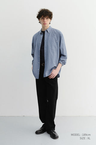 UNISEX SEERSUCKER BD SHIRT BLUE CHECK