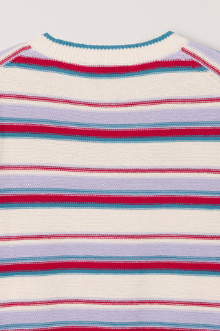 UNISEX STRIPED CREWNECK KNIT CREAM RED
