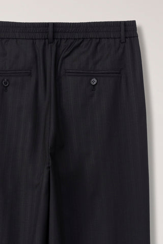 LOUNGE WOOL SLACKS BLACK STRIPE
