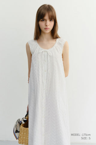 NEEDLEWORK BABYDOLL DRESS WHITE