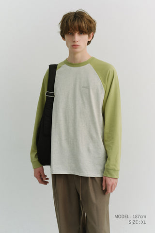 UNISEX RAGLAN T-SHIRT OLIVE GREEN OATMEAL MELANGE