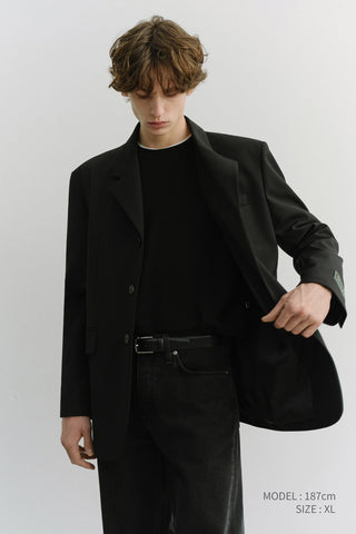 UNISEX BUTTONED CREWNECK SWEATER BLACK