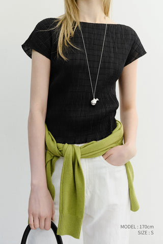 PLEATS BLOUSE BLACK