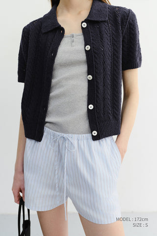 PAJAMA MINI SHORTS SOFT BLUE STRIPE