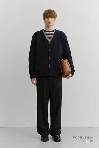 UNISEX BOYFRIEND KNIT CARDIGAN DARK NAVY