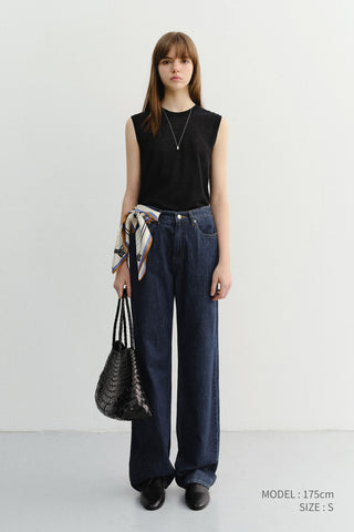 UNISEX SHEER LAYERING KNIT VEST BLACK