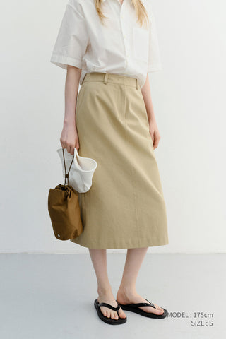 H-LINE COTTON LONG SKIRT BEIGE