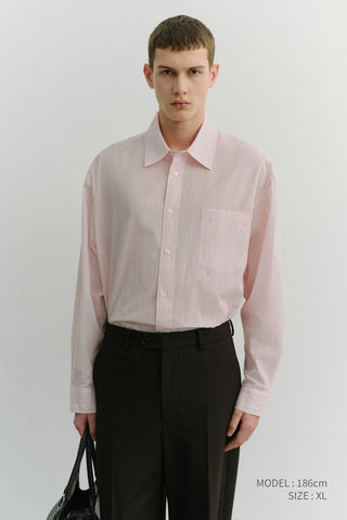 UNISEX OVERSIZED STRIPED SHIRT SOFT PINK STRIPE