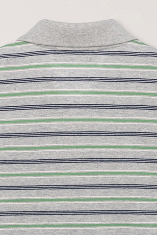 UNISEX MULTI STRIPE COLLARED T-SHIRT MELANGE GREY STRIPE