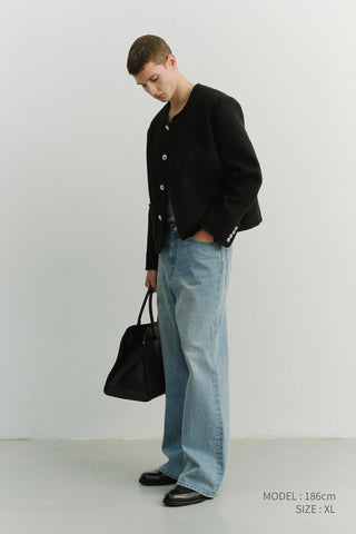 UNISEX CLASSIC BOUCLE TWEED JACKET BLACK