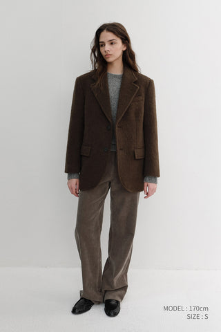 UNISEX ALPACA BLAZER COAT BROWN