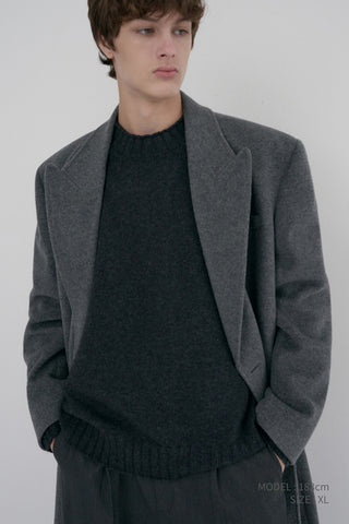 UNISEX TAILORED DOUBLE-BREASTED CASHMERE COAT MELANGE GREY